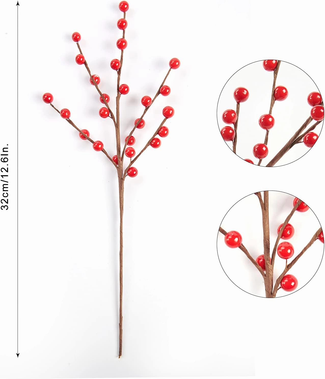 Joyhalo 12 Pack Berry Stems - 12.6'' Holly Berry Stems for Christmas Tree Filler Branches, Red Berries Christmas Decor, Picks, Artificial Cranberries Ornaments Crafts Holiday Home Decor