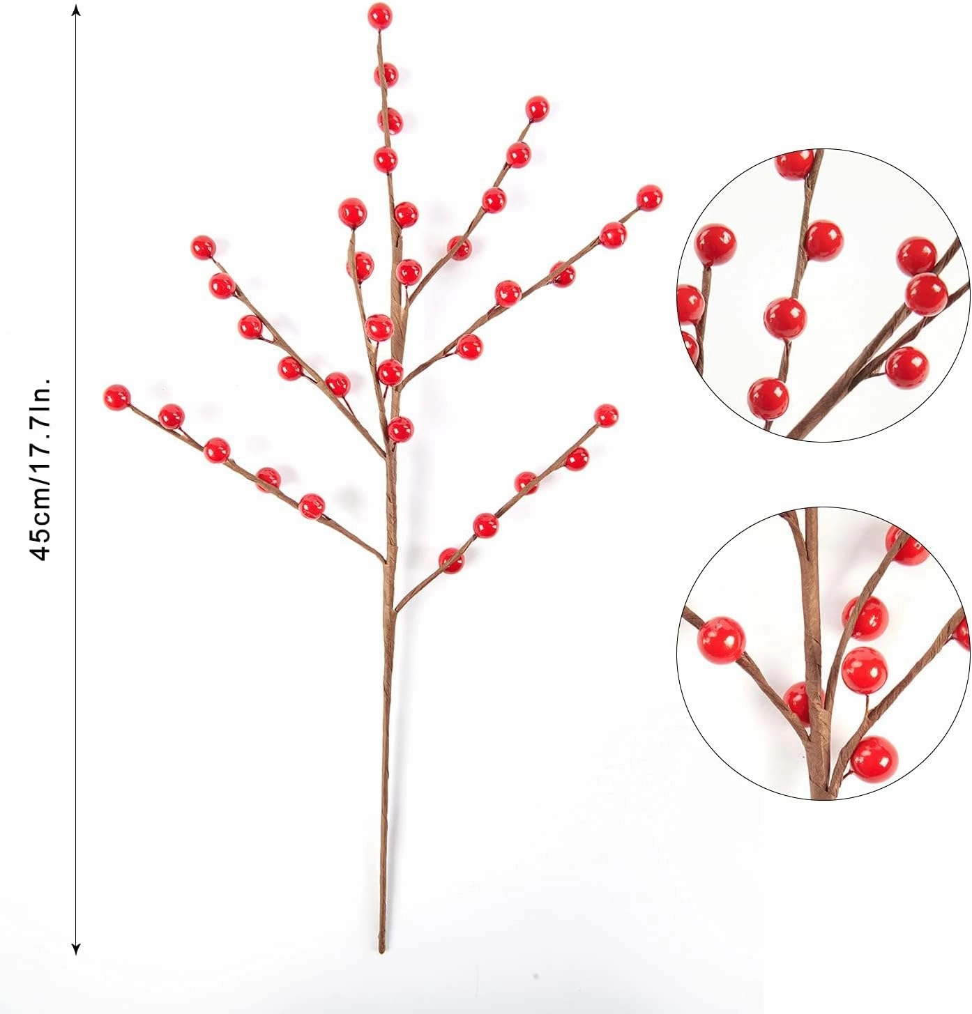 joyhalo 36 Pack Red Berry Stems - 17'' Holly Berry Stems, Red Berries Christmas Decor, Red Berry Picks for Christmas Tree Filler Branches, Artificial Cranberries Ornaments Crafts Holiday Home Decor