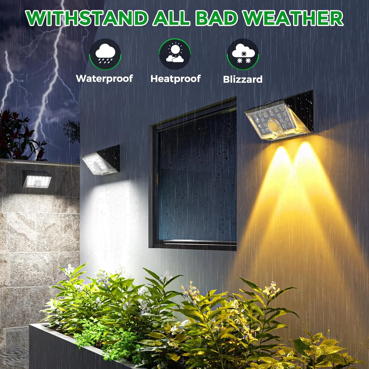 JSOT Solar Fence Lights Outdoor, 4 Modes Solar Lights Outdoor Waterproof IP65, 6Pack Motion Sensor Bright Wall Security Lighting for Outside Yard Front Door Fence - Cool White
