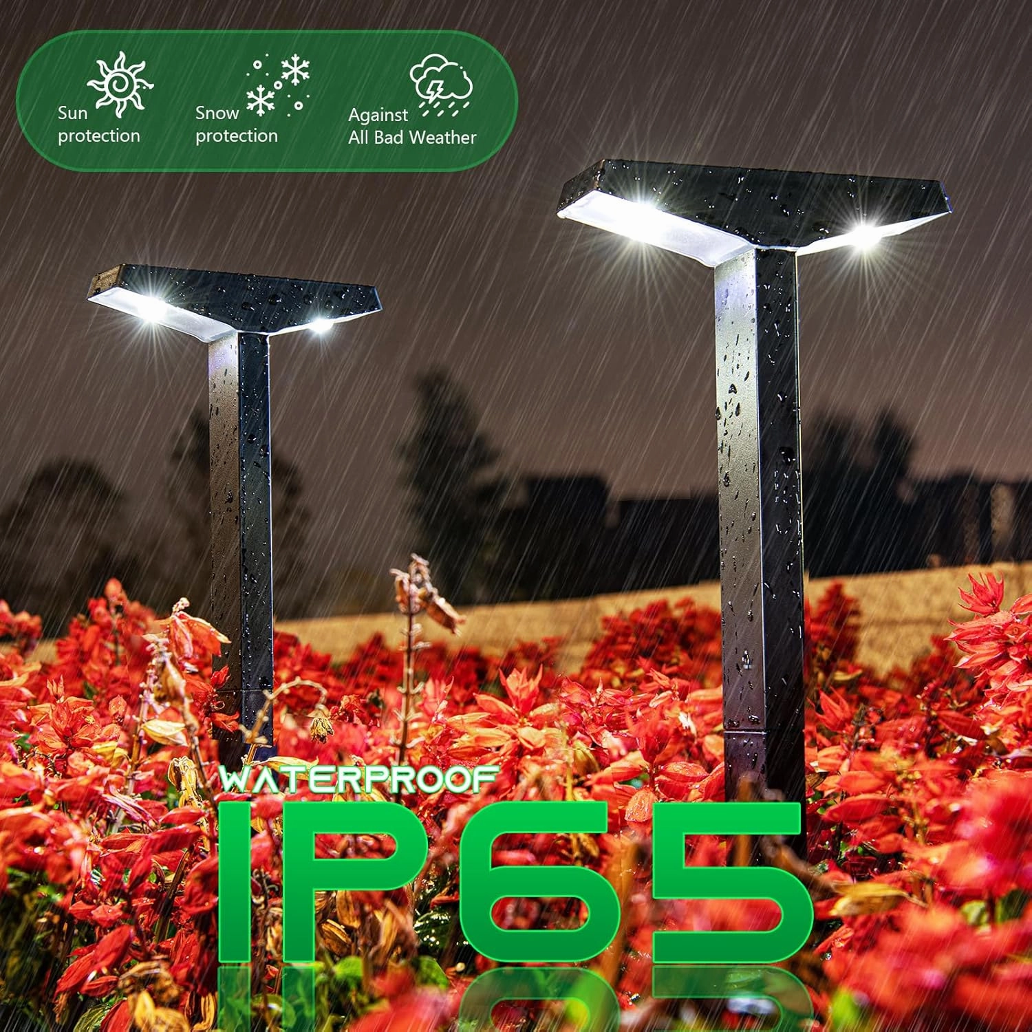 JSOT Bright Solar Pathway Lights for Outside, 10 Pack Solar Landscape Lighting for Outdoor Waterproof, Solar Outdoor Decorations Lamps for Yard, Garden, Patio, Sidewalks, Driveway. (Cool White)