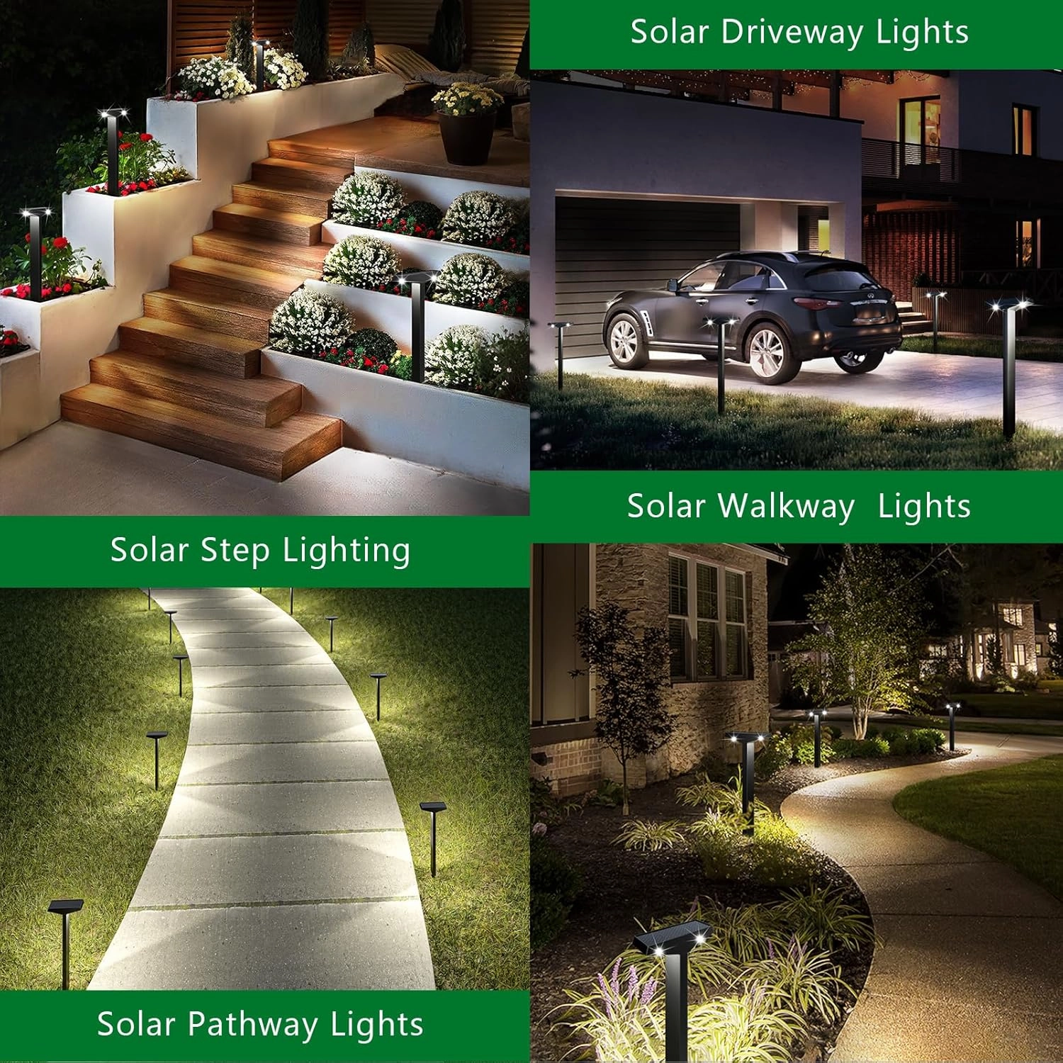 JSOT Bright Solar Pathway Lights for Outside, 10 Pack Solar Landscape Lighting for Outdoor Waterproof, Solar Outdoor Decorations Lamps for Yard, Garden, Patio, Sidewalks, Driveway. (Cool White)