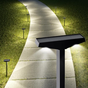 JSOT Bright Solar Pathway Lights for Outside, 10 Pack Solar Landscape Lighting for Outdoor Waterproof, Solar Outdoor Decorations Lamps for Yard, Garden, Patio, Sidewalks, Driveway. (Cool White)
