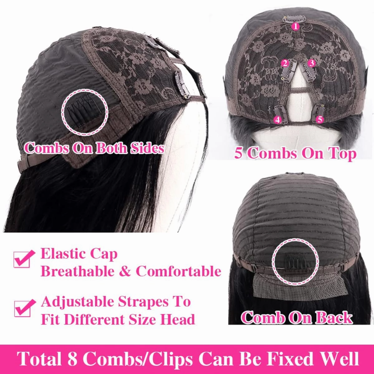 Julia Hair V Part Wig Human Hair Yaki Straight Glueless Wigs for Women 12A Briazilian Remy Hair Upgrade U Part Wig No Glue No Leave Out Beginner Friendly Natural Color 16 Inch Yaki Wig