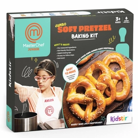 Jumbo Soft Pretzel Kit, MasterChef Junior Baking Kit for Kids with Real Pre-Measured Ingredients - Ages 3-14, Kids Cooking and Baking Gift for Girls & Boys, Kosher