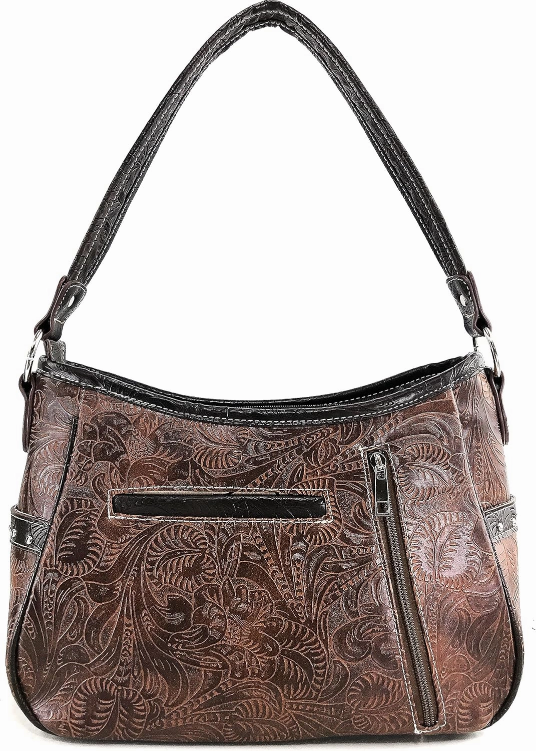 Justin West Cowgirl Leather Cut Concealed Carry Feather Concho Country Vintage Western Handbag Purse Wallet Set