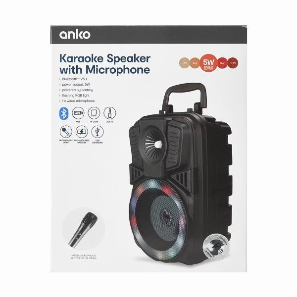 Karaoke Speaker with Microphone - Black