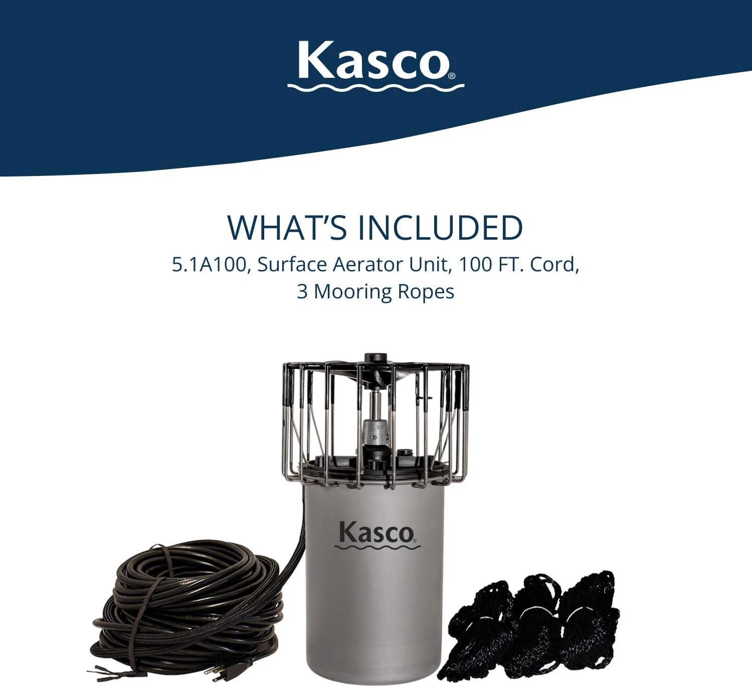 Kasco 5HP Surface Aerator -240V Single Phase with 100 ft Electric Power Cord | Efficient Surface Aeration for Lakes & Pond | Float not Included