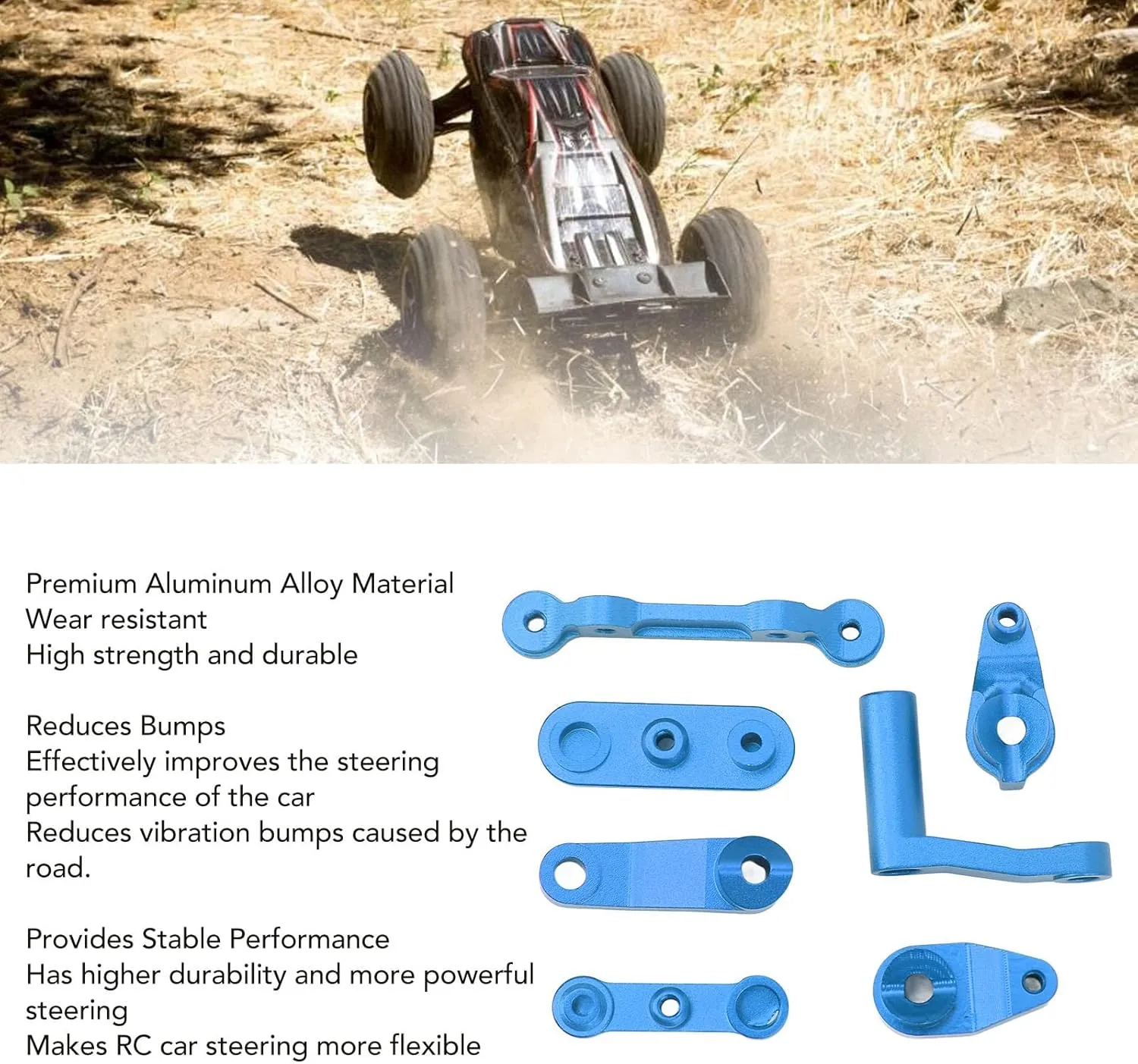 Keenso RC Car Steering Assembly Aluminum Alloy Upgrade Part Dark Blue