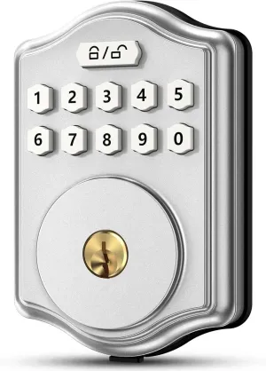 Keyless Entry Door Lock with Code, Electronic Keypad Deadbolt with 2 Keys, Smart Door Locks for Front Door, Voice Guidance, Anti-Peeping Password, Auto Lock, Easy to Install, Silver