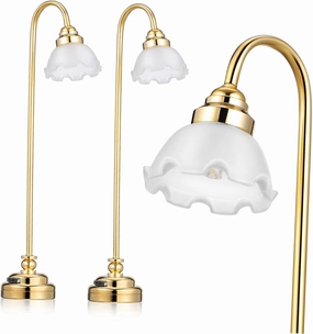 KICHOUSE Miniature Dollhouse Lighting 2pcs Mini Desk Lamp Battery Operated 10.5x2.5cm 24k Metal Glass Plastic Cozy