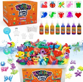Kiditos Color Changing Magic Water Elf Toy Kit,Aqua Fairy Water Gel Kit-8 Gel&10 Molds-Make Your Own Water Pets&Squishy Toys–Fun Summer DIY Craft Kit,Birthday Gift&Party Favors for Kids Ages 3 