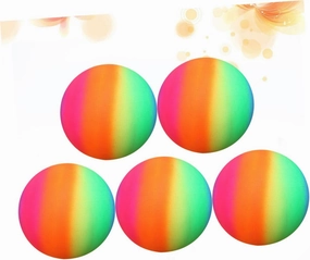 Kisangel 22cm Boys and Girls Bounce Ball Set 5pcs Handball for Beach Pool Thickened Rainbow Balls Flapping Kickball Toys for Birthday Parties Outdoor Games