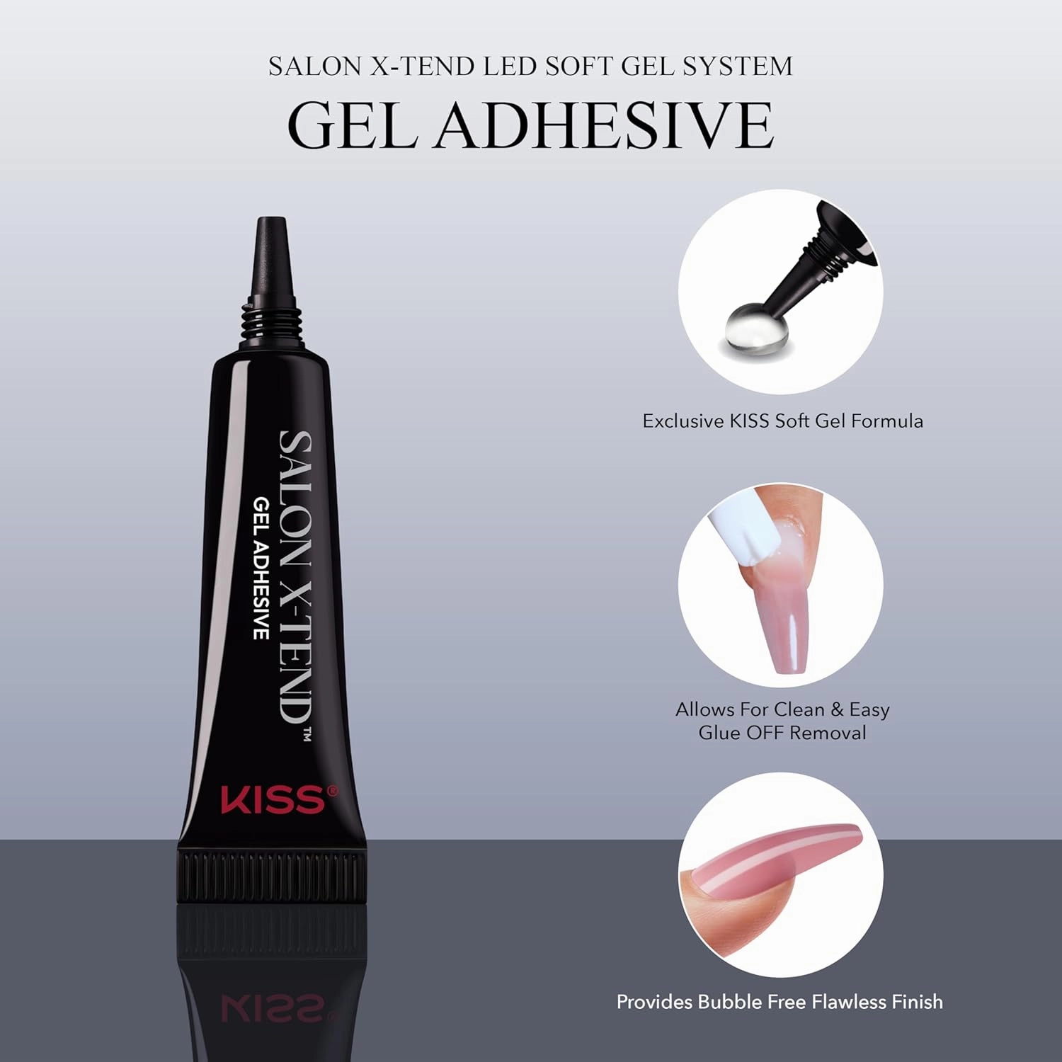 KISS Salon X-tend LED Gel Nail Kit, 'Perk', Beige, Medium Coffin, 30 Press On Nails, LED Soft Gel Adhesive 5 ml (0.16 US fl. oz.), LED Lamp, USB Cable, Prep Pad, Manicure Stick, & Mini Nail File