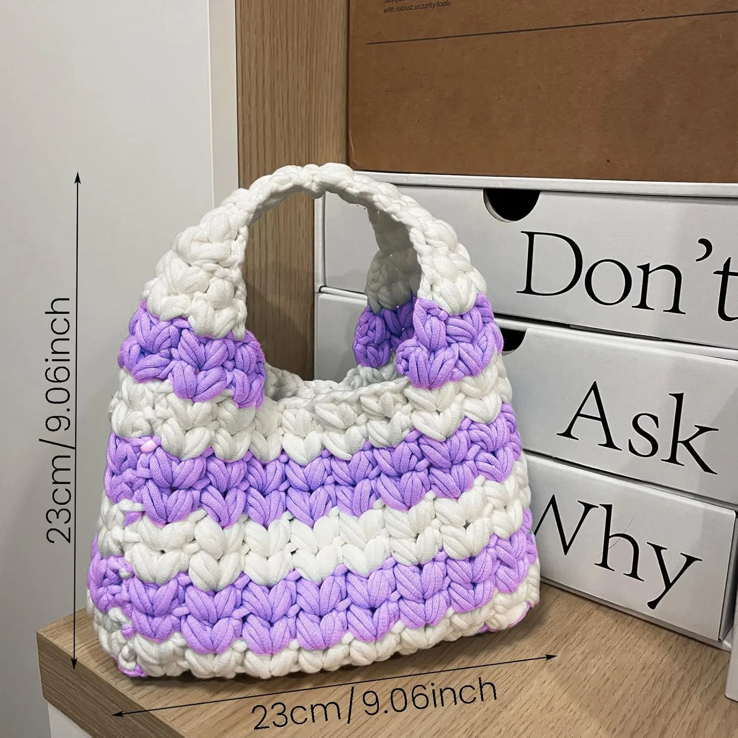 Kitcroet Crochet Kit for Beginners Crochet Bag Kit for Adults with Step by Step Video Tutorials DIY Crochet Starter Knitting Supplies, Handbag, Purple