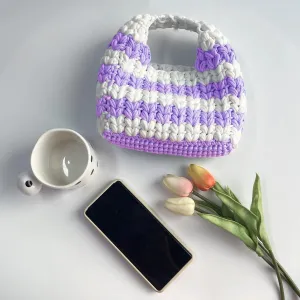 Kitcroet Crochet Kit for Beginners Crochet Bag Kit for Adults with Step by Step Video Tutorials DIY Crochet Starter Knitting Supplies, Handbag, Purple