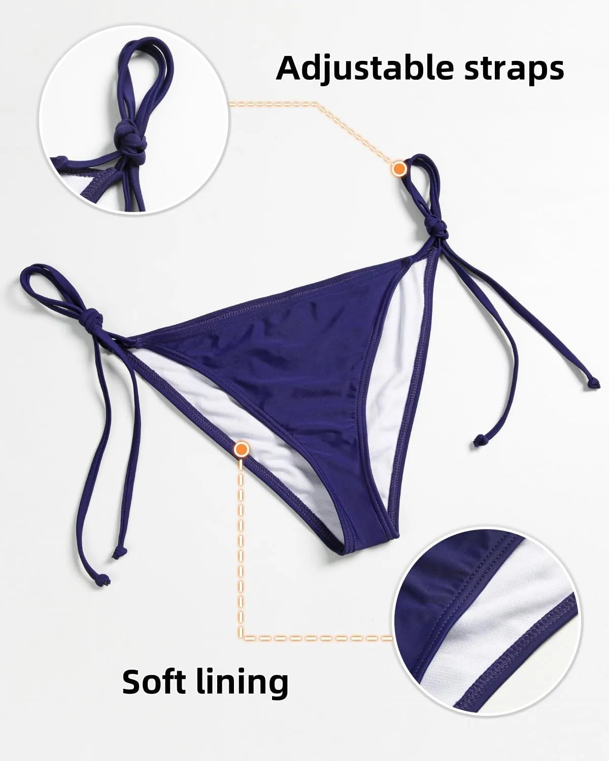 KIWI RATA Womens Swimwear Sexy Tie Side Sweet Heart Brazilian Bikini Bottom Hipster Swimsuit Beachwear Swimwear