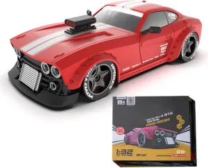 KM3299 RC Drift Car, 1/32 Scale 2.4G 4WD Model Vehicle with ESP Gyro & LED Headlight Modes, Four Adjustable Wheelbase Options for Adult (RTR Version/Red)