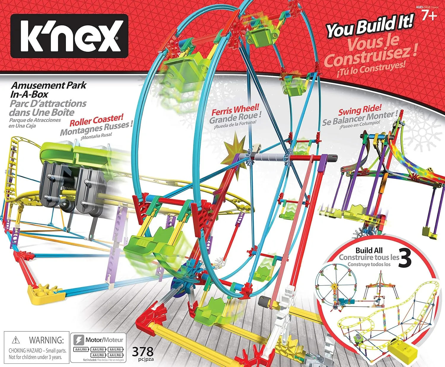 K'NEX Amusement Park in-A-Box - 378 Parts - Motorized Amusement Rides - Ages 7 & Up