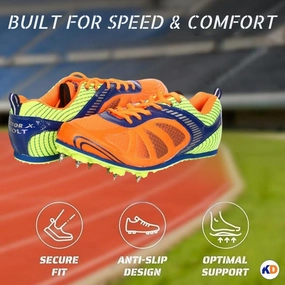 KNK Sprint Track Shoes – Racing Spike Shoes with Metal Spikes, Rubber Sole, Mesh Outer, Lightweight & Comfortable for Track & Field Events