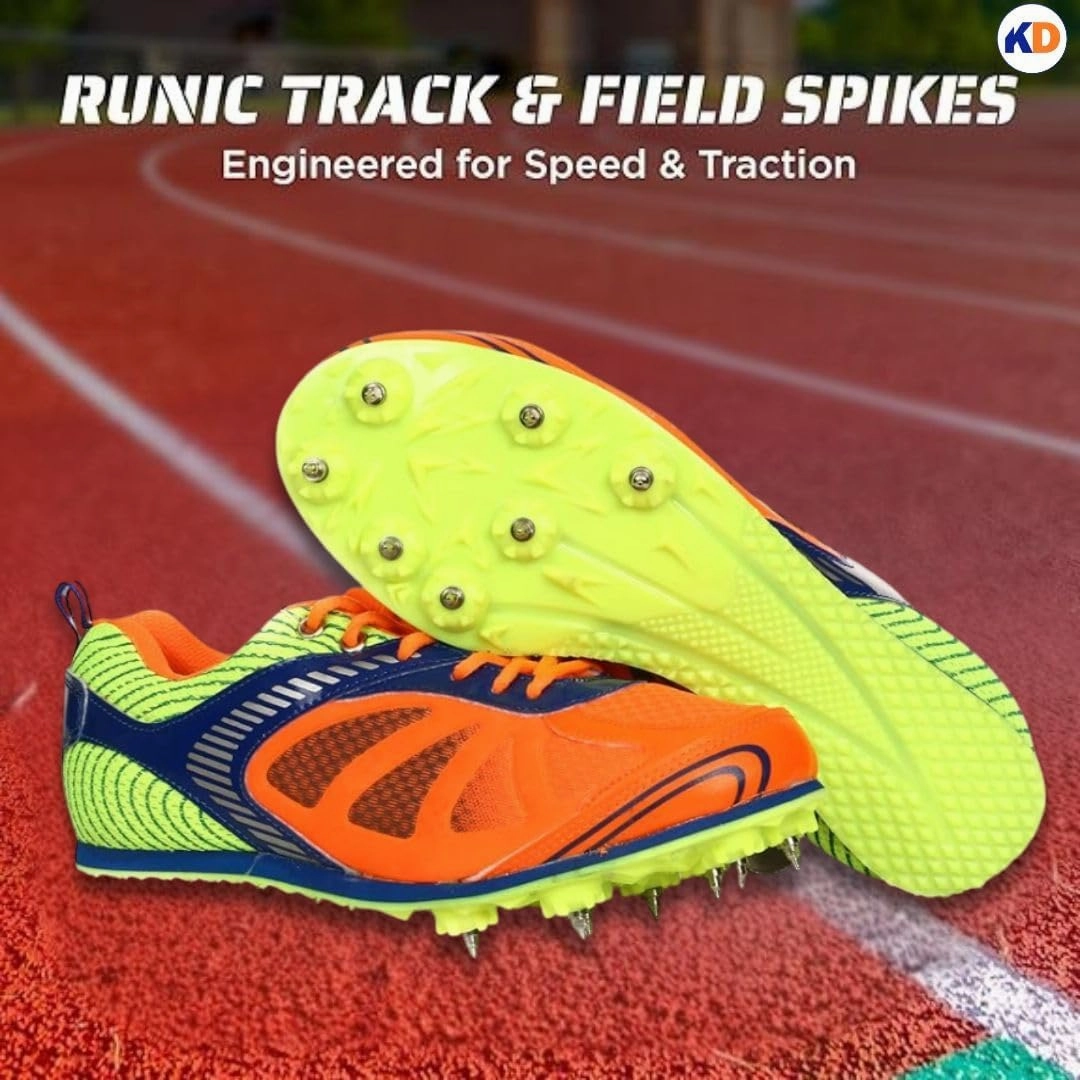 KNK Sprint Track Shoes – Racing Spike Shoes with Metal Spikes, Rubber Sole, Mesh Outer, Lightweight & Comfortable for Track & Field Events