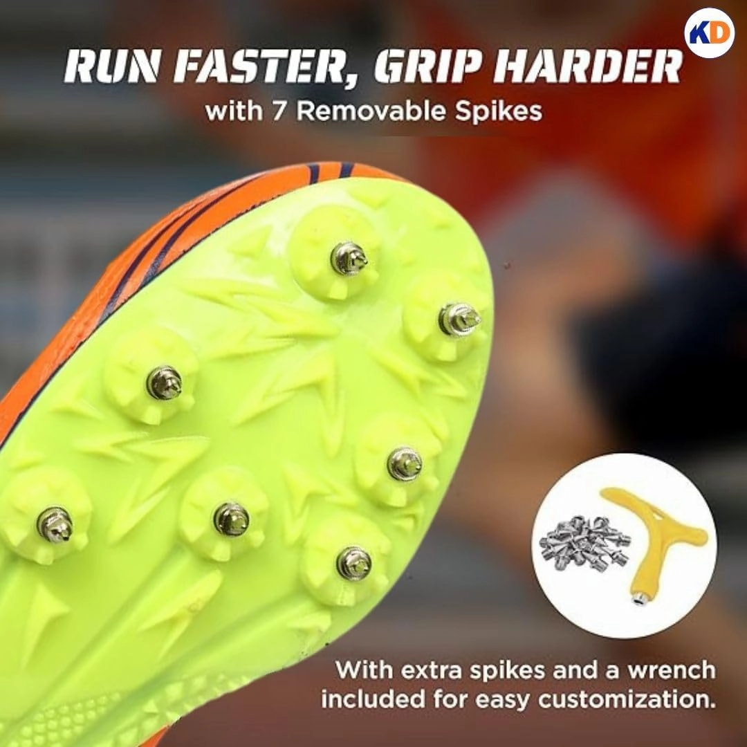 KNK Sprint Track Shoes – Racing Spike Shoes with Metal Spikes, Rubber Sole, Mesh Outer, Lightweight & Comfortable for Track & Field Events