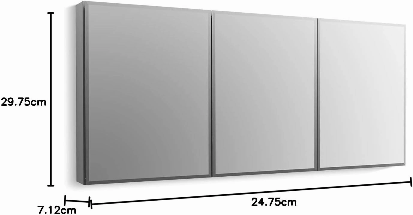 KOHLER K-CB-CLC2026FS Beveled Medicine Cabinet with Mirror Door & Adjustable Shelves, Rectangular Beveled Edge Frame, 20" x 26"