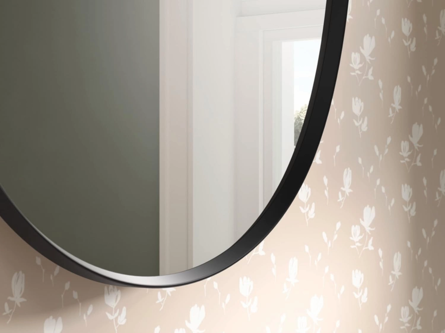 KOHLER Verdera Medicine Cabinet, 24" x 34", Oval Design, Mirrored Interior, Adjustable Glass Shelves, Rustproof Aluminum, Brushed Nickel, K-35571-BNL
