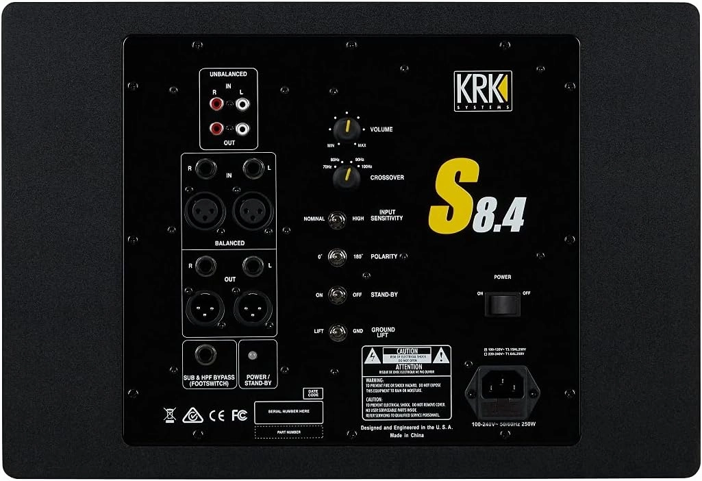 KRK S8.4 S8 Generation 4 8" 109 Watt Powered Studio Subwoofer