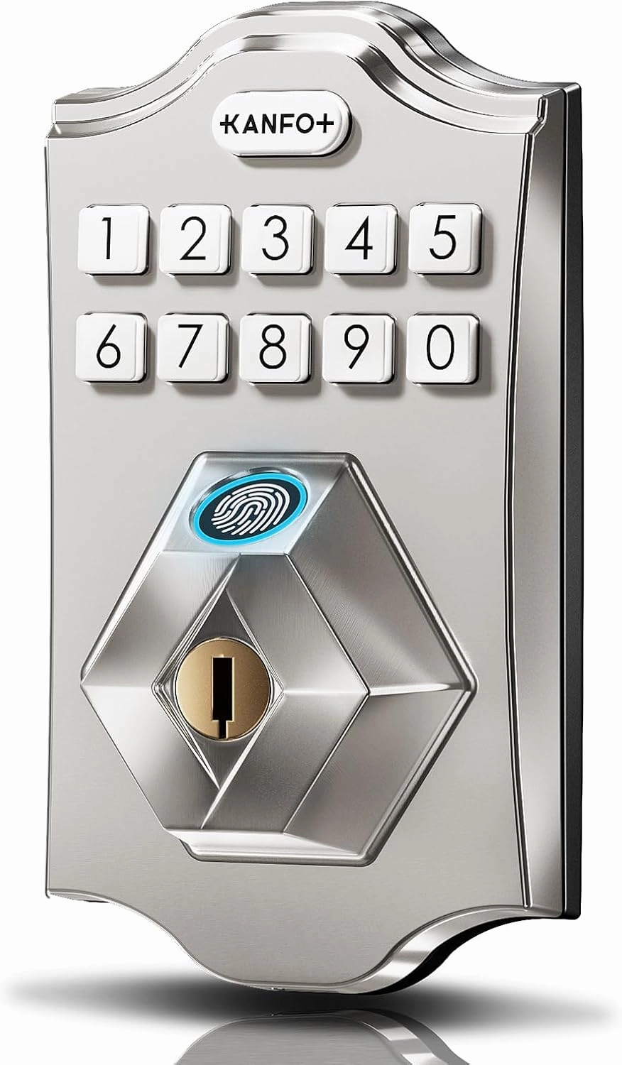 KS2 Fingerprint, Keyless Entry Deadbolt with Keypad, Electronic Deadbolt, Smart Locks for Front Door, with Code,Auto Lock,Easy Installation,Satin Nickel