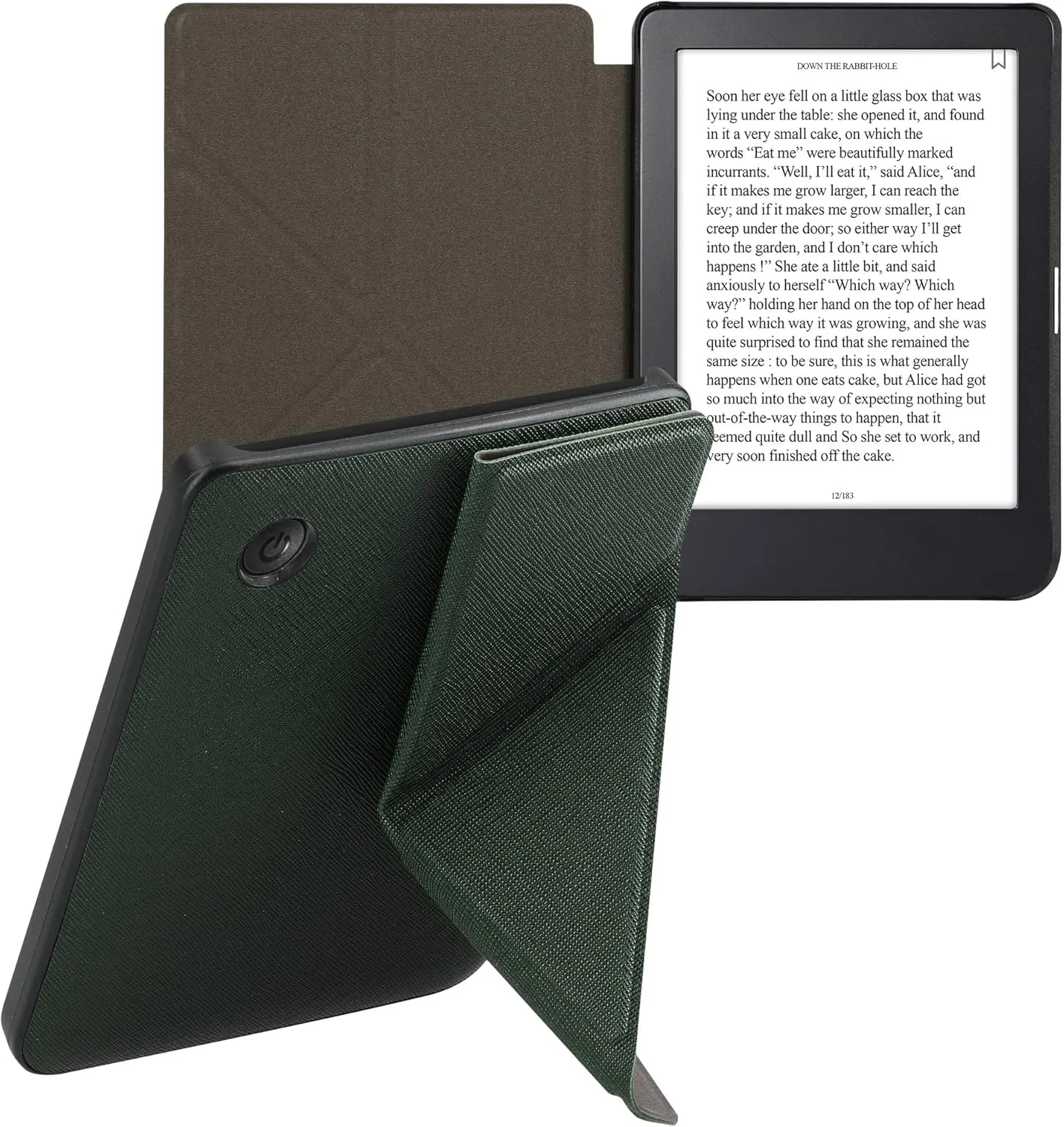 kwmobile Origami Case Compatible with Kobo Clara 2E / Tolino Shine 4 Case - Slim PU Leather Cover with Stand - Dark Green