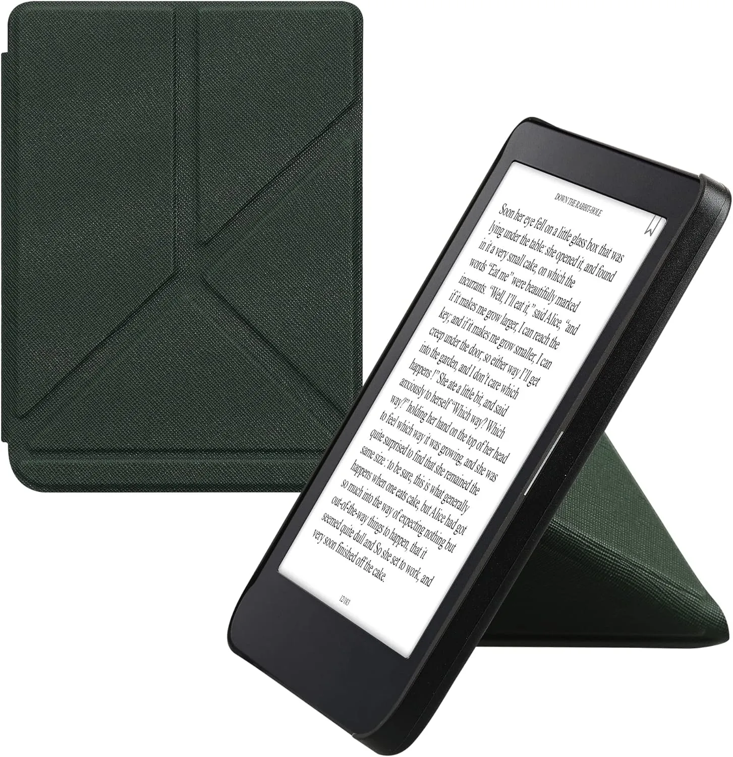 kwmobile Origami Case Compatible with Kobo Clara 2E / Tolino Shine 4 Case - Slim PU Leather Cover with Stand - Dark Green
