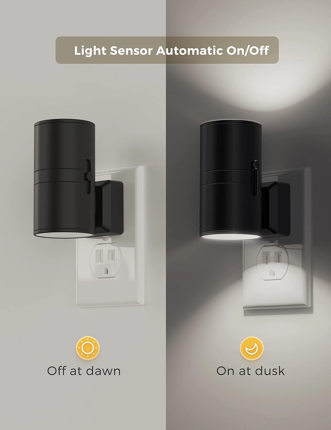 L LOHAS LED Night Light, Bright Night Light, Night Lights Plug into Wall, 5000K Daylight White, Dimmable Night Lights with Light Sensor, Decorative Night Lights for Hallway Bathroom Kitchen, 2 Pack