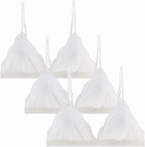 Lace Bralettes for Women Floral Adjustable Thin Strap V Neck Hook Eye Unpadded Triangle Bralette Wire Free Bra