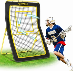Lacrosse Rebounder - 5-Angle Adjustable Backyard Sports Net for Lacrosse, Soccer & Baseball - 4x7ft Volleyball Rebounder Net, Lacrosse Rebound for Backyard with Target Strip, Solo Drills
