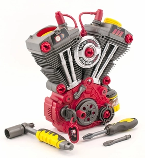 Lanard Tuff Tools: Engine Overhaul - 25 pc Playset, Lights & Sounds, Motorcycle Engine Building Set, Realistic Mechanic Toy, Kids Ages 3 