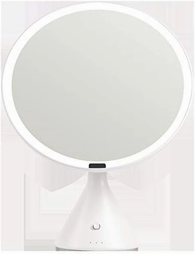 Large 10" Makeup Mirror with LED Lighting, Smart Touch Control, 3 Color Adjustable Garden Mirror, 50° Rotation, Table Mirror for Makeup Tables, Dressing Room, Bedroom(Black, White)