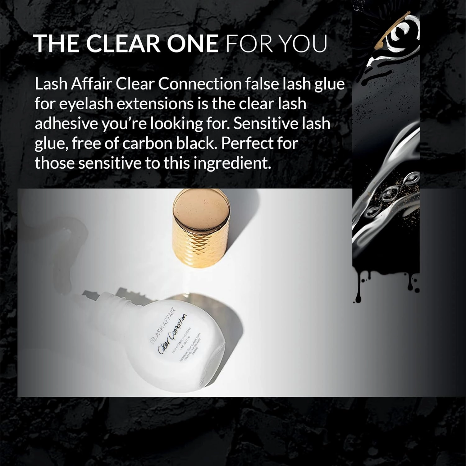 Lash Affair Eyelash Extension Glue, False Lash Semi-Permanent Professional Strong Adhesive for Individual Lashes, Lash Tech Artist Supplies, Quick-Dry, Latex Free, Low Fumes, Clear Connection, 5 ml