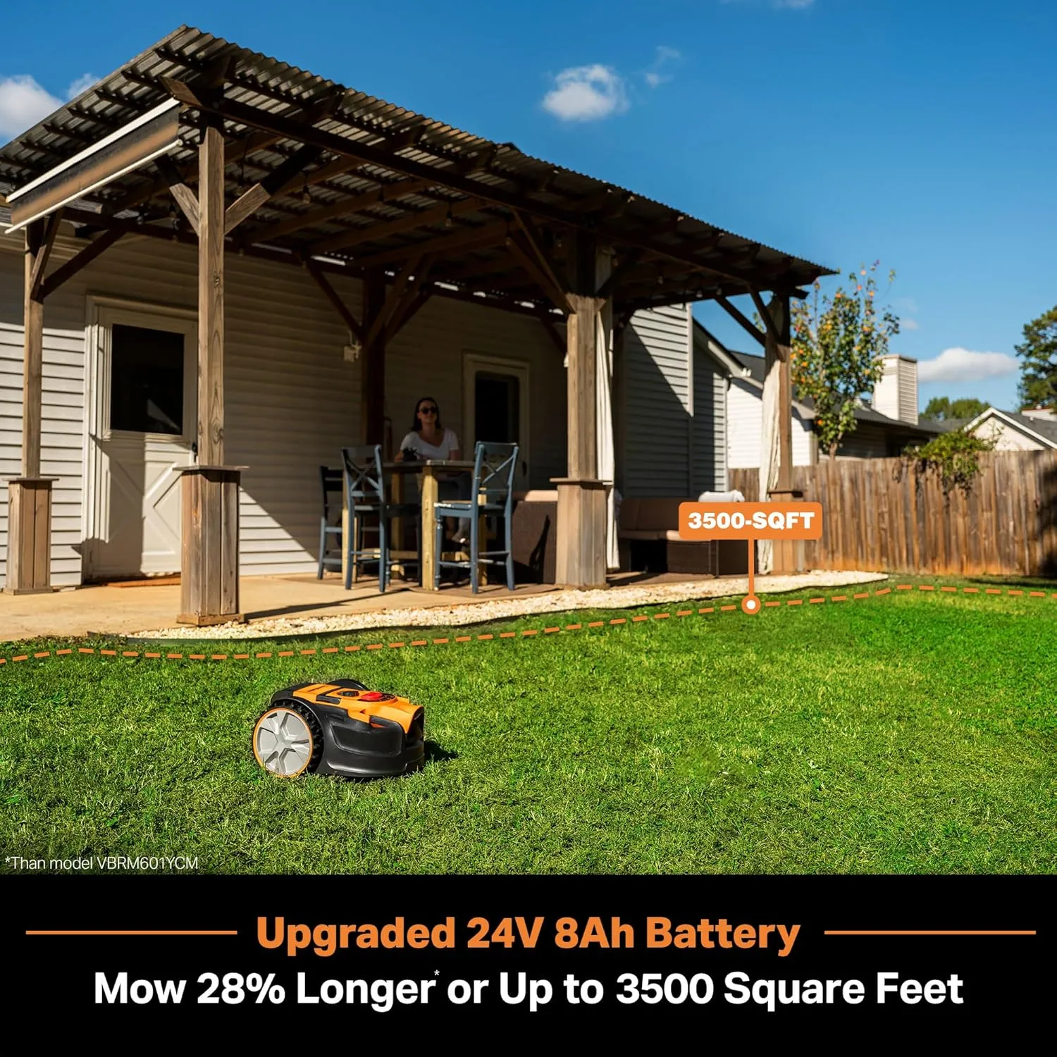 LawnMaster OcuMow™ VBRM601YCM MAX Perimeter Wire Free Robot Lawn Mower Cuts Small Lawns 2000-3500 Square Feet with Optical Navigation, Obstacle Avoidance, Low Noise and No Go Function