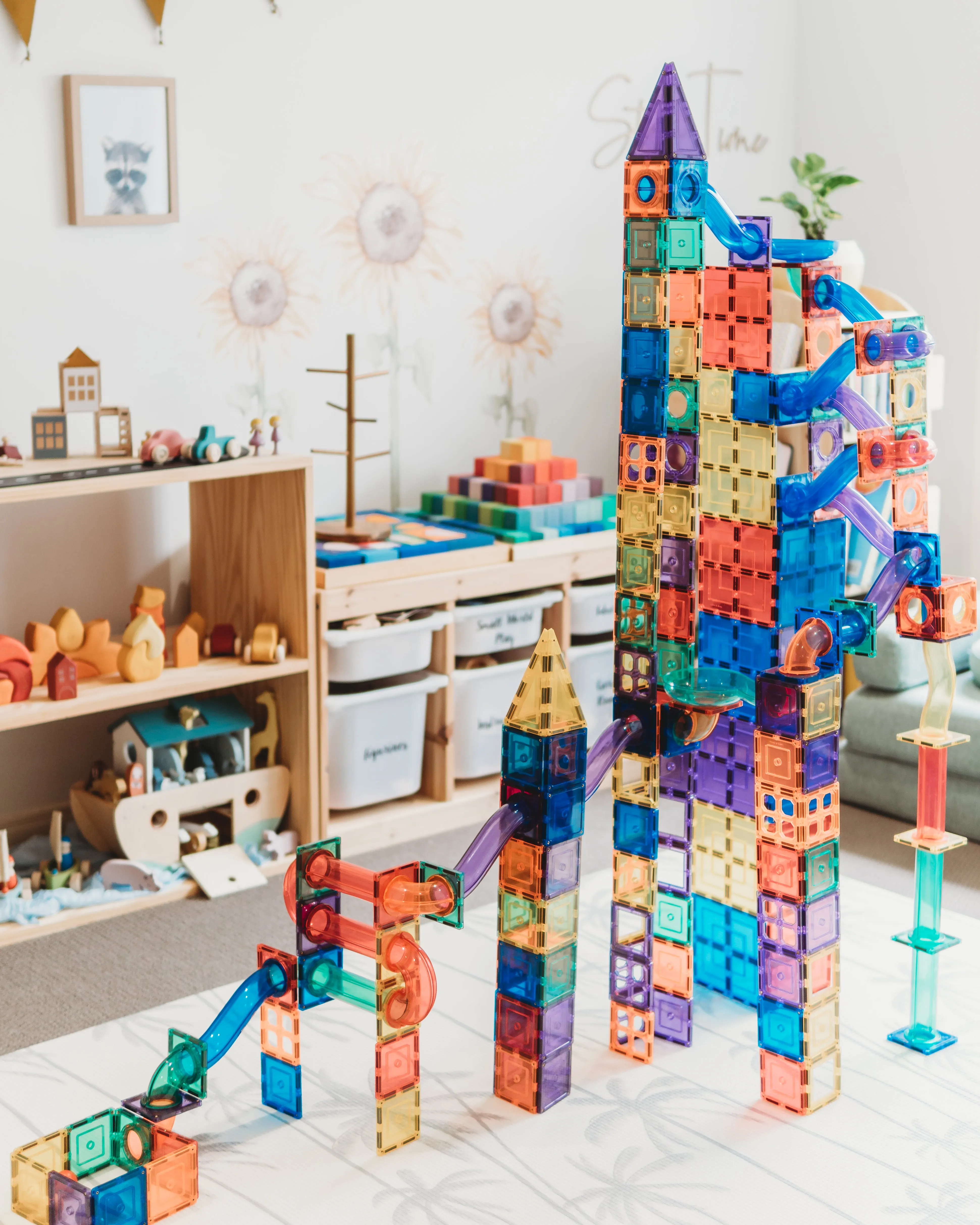 Learn and Grow Toys Magnetic Tiles Ball Run 84pc Pack Best Seller Marble Run Game 3yrs 