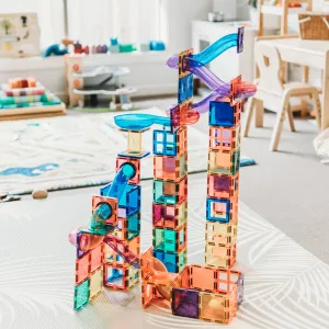 Learn and Grow Toys Magnetic Tiles Ball Run 84pc Pack Best Seller Marble Run Game 3yrs 