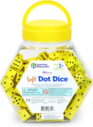 Learning Resources Hands-On Soft Dot Dice Bucket, Set of 200, Ages 3 , Classroom or Homeschool Supplies, Back to School Supplies,Teacher Supplies