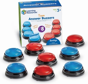 Learning Resources Team Answer Buzzers, Classroom Buzzers, Set of 8 Buzzers, Game Show Toys, Develops Social Skills, Ages 3 
