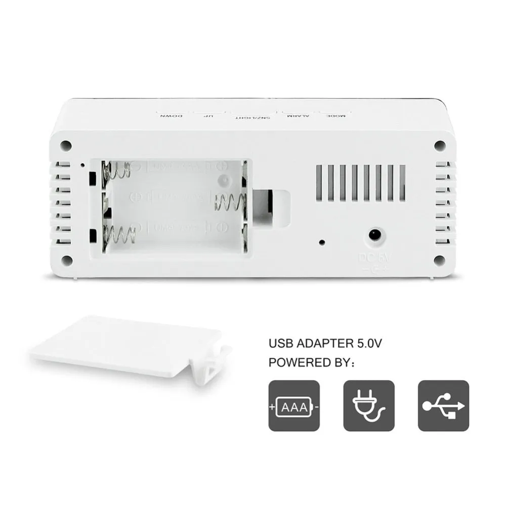 LED Mirror Alarm Clock Digital Snooze Table Clock