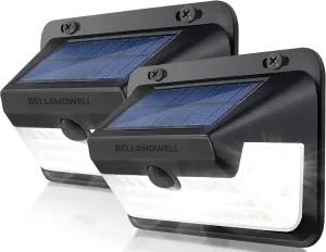 LED Solar Outdoor Lights 2 Pk Easy to Install Super Bright Solar Motion Sensor Light Outdoor, Solar Powered Outdoor Wall Lights Waterproof, Lumiere Solaire Exterieur, Motion Activated Security Lights
