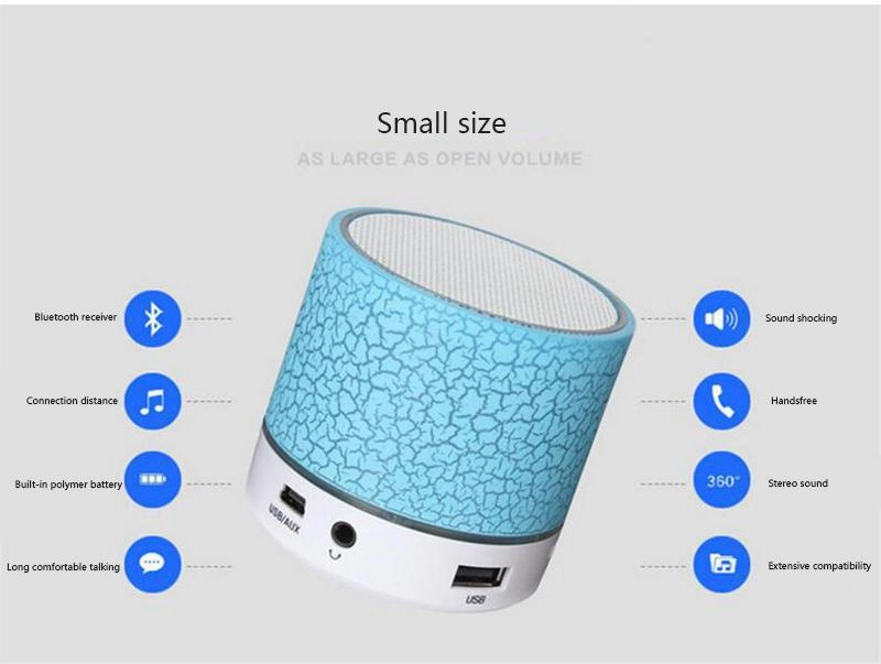LED Portable Bluetooth Wireless Speaker With Audio Music Player