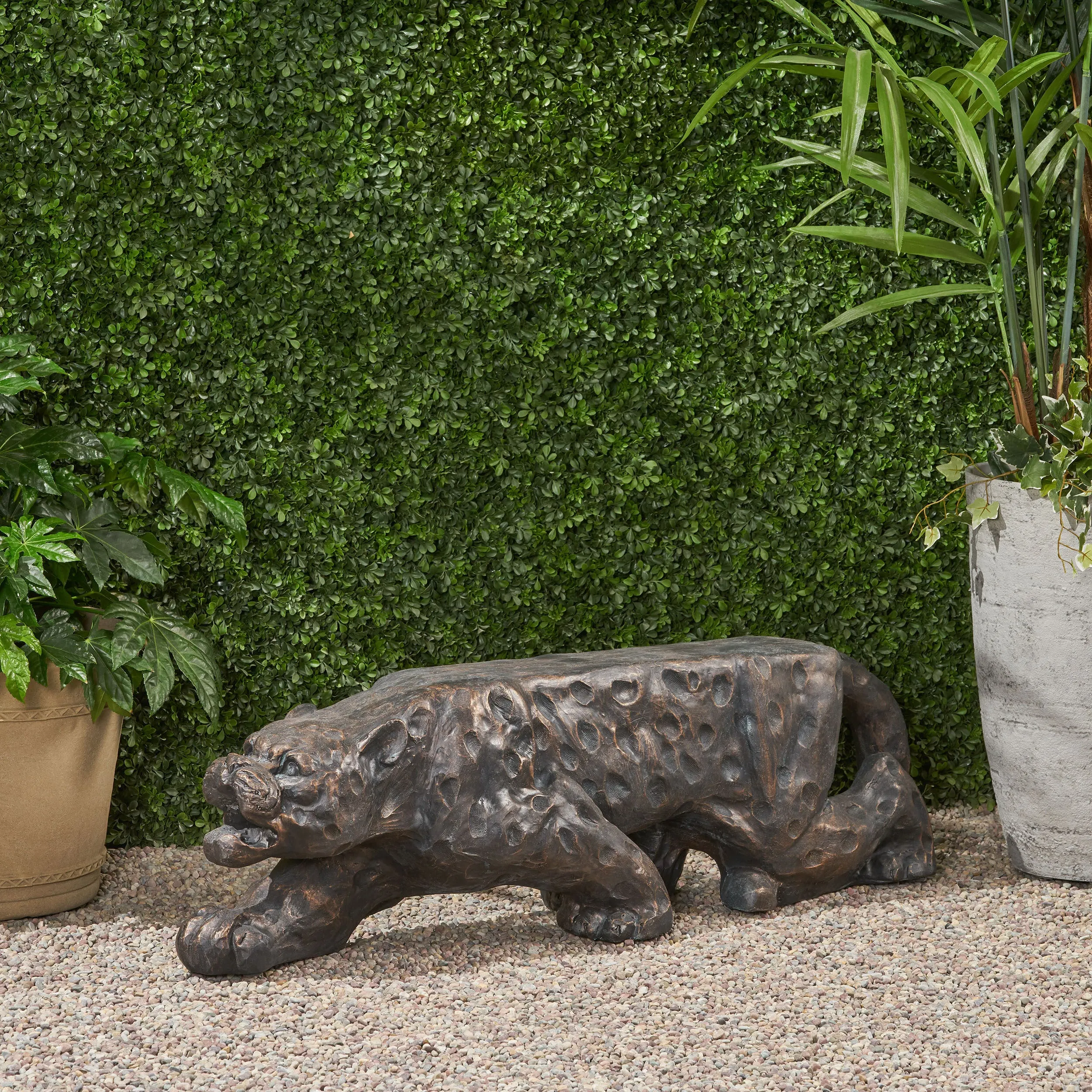 Leopard lightweight outdoor concrete bench