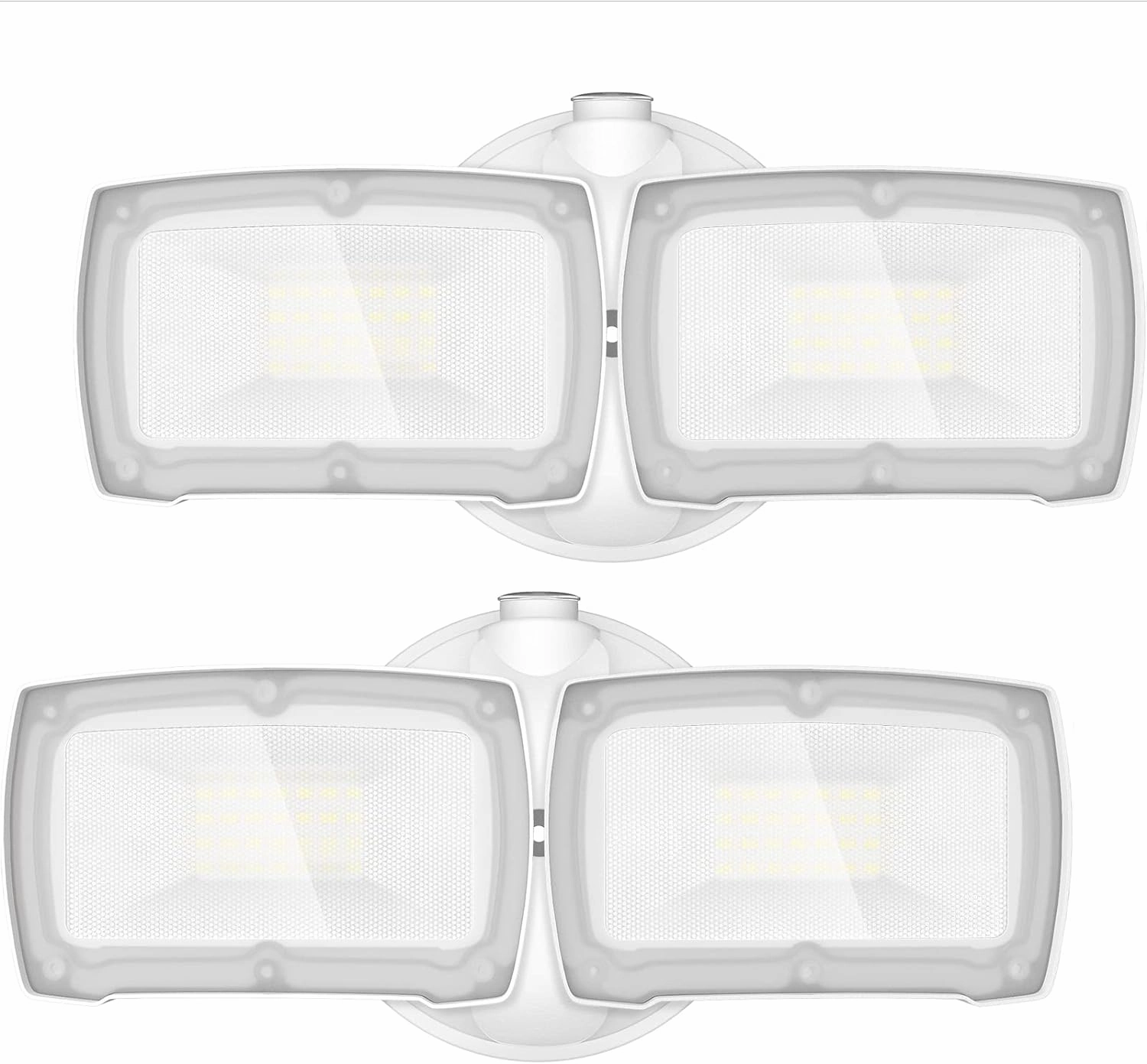 LEPOWER 2 Pack LED Security Light Dusk to Dawn Outdoor Flood Light Fixture with 2 Adjustable Heads, 3000LM/28W, 5500K, IP65 Waterproof Exterior Flood Lights for Garage, Backyard (White)