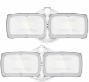 LEPOWER 2 Pack LED Security Light Dusk to Dawn Outdoor Flood Light Fixture with 2 Adjustable Heads, 3000LM/28W, 5500K, IP65 Waterproof Exterior Flood Lights for Garage, Backyard (White)
