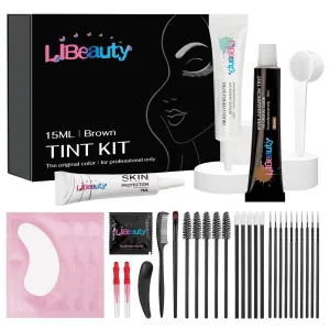 Libeauty Eyelash and Eyebrow Color Kit Brown Instant Hair Color Kit for Lash and Brow Perfect Partner for Lash Perm/Lift/Lamination Treatment Voluminous Coloring