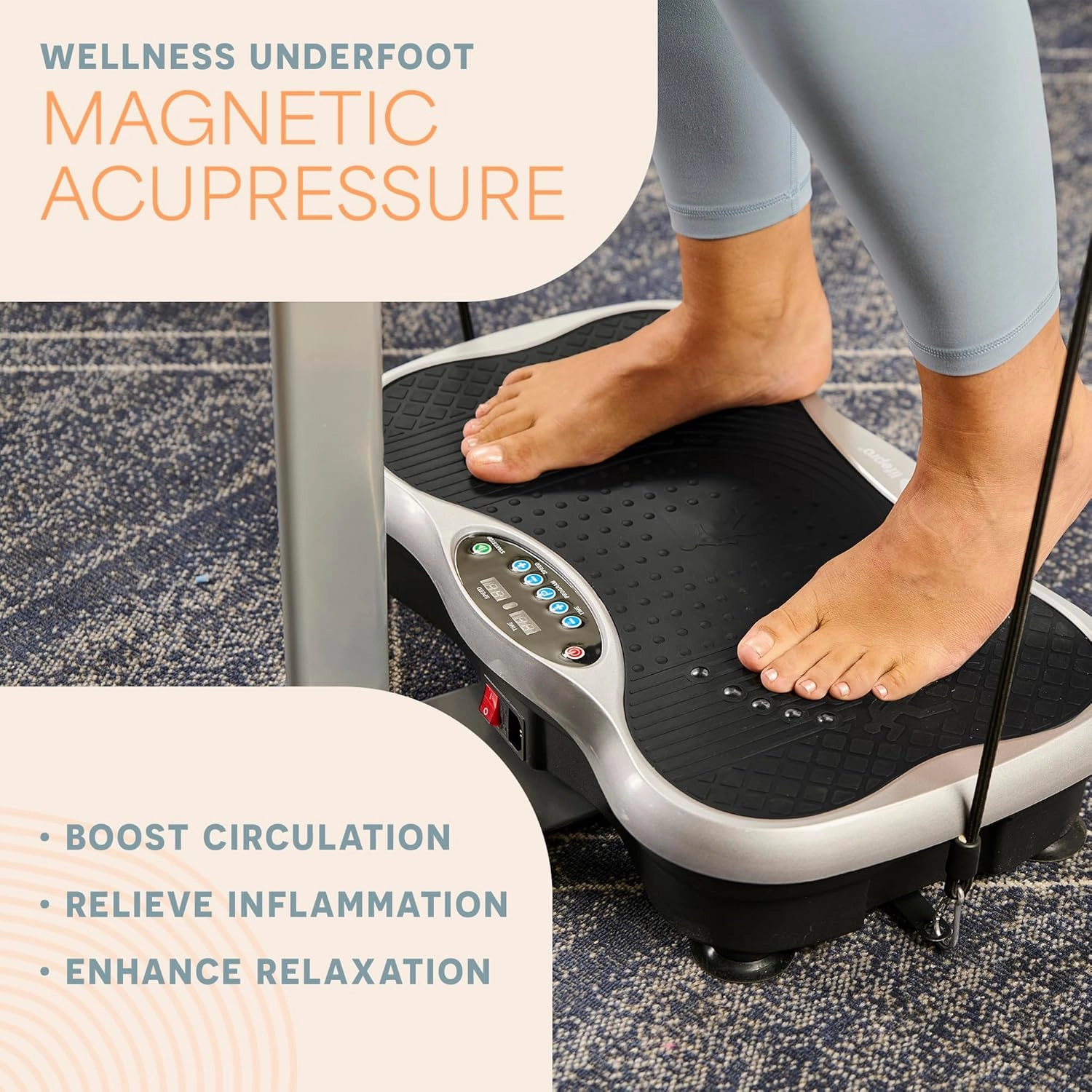 Lifepro Vibration Plate Exercise Machine with Magnetic Acupoints - Full Body Vibration Platform for Beginners and Recovery - Ideal Lymphatic Drainage Massager for Muscle Toning and Overall Fitness